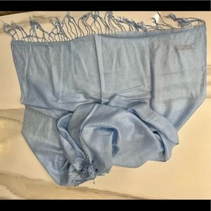 Rossini Scarf Wrap Plain Acrylic Wool Soft Women  With Ruffles Baby Blue